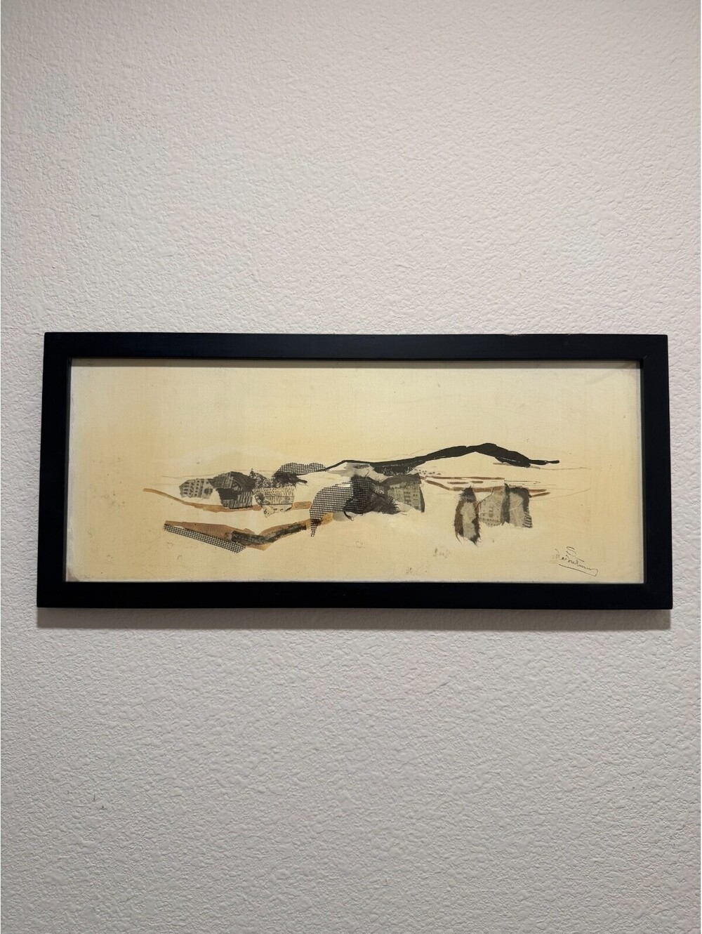 S de Sutter Signed Mixed Media Collage Landscape Framed Vintage - Very Good Cond
